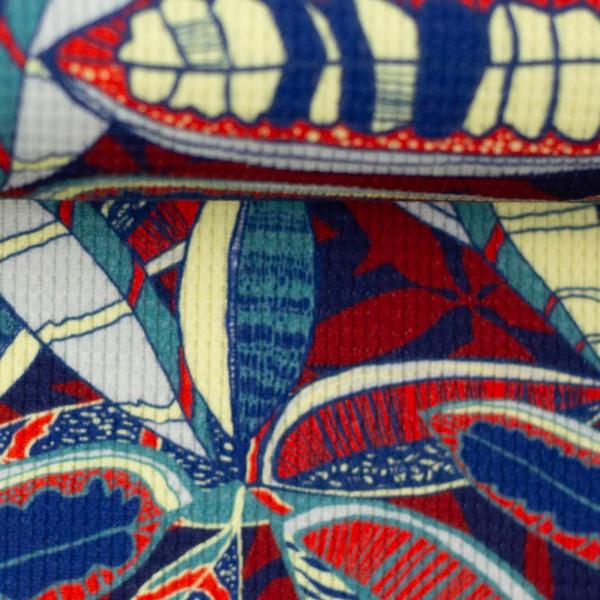 Viento by Bienvenido Colorido - Waffeljersey, Blätter in blaubunt